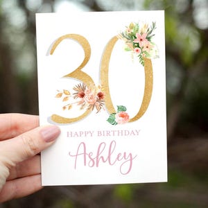 30th Birthday Card, Friend Birthday Card, Personalized with Name, 30th Birthday Card Customized, Thirty Birthday Card, Thirtieth For Her