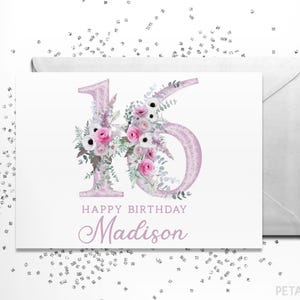 16th Birthday Card, Friend Birthday Card, Personalized with Name, 16th Birthday Card Customized, Sweet Sixteen Birthday Card, 16th Bday 16
