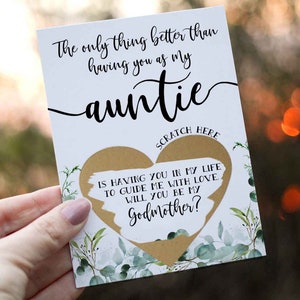 The only thing better than having you as my auntie Godmother Proposal Scratch Off Card - Will you be my Godmother - Godmother card for Aunt