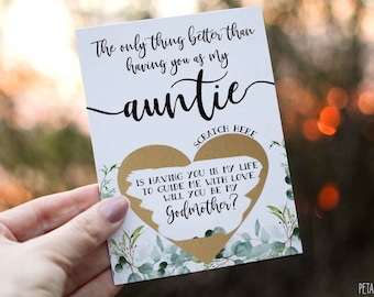 The only thing better than having you as my auntie Godmother Proposal Scratch Off Card - Will you be my Godmother - Godmother card for Aunt