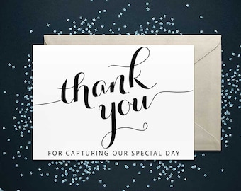 Photographer Thank You Card, Thank You For Capturing Our Special Day Card, Wedding Photographer Card, Wedding Thank You Cards