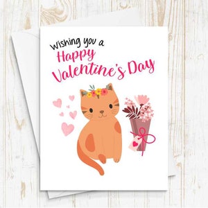 Valentine&#39;s Day Card, Card for Valentine, Cute Valentine&#39;s Day Card, Cat Valentine Card, Happy Valentine&#39;s Day Card, Cat Valentine, Cat card