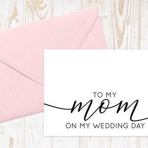 To my mom on my wedding day - Greeting Card Note Card - Mom Mother of the Bride Card with Metallic Envelope Wedding Stationery