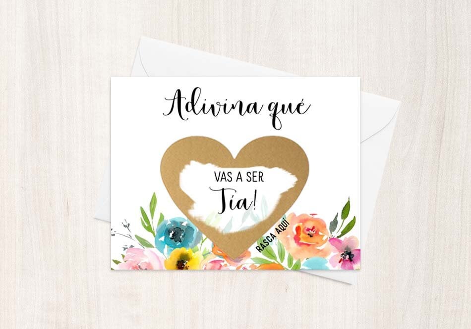 Scratch off Adivina Que, Vas a Ser Tia Card Spanish Pregnancy Announcement  Reveal We're Pregnant, Tia Card W/ Metallic Envelope -  Denmark