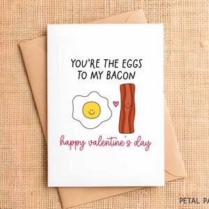 Cute Valentine's Day Card, Card for Valentine, eggs to my bacon Valentine's Day Card, Pun Valentine Card, Happy Valentine's Day Card