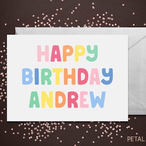 Custom Birthday Card, Personalized Birthday Card, Cute Birthday Card Personalized with Name, Birthday Card With Name, For friend, Rainbow