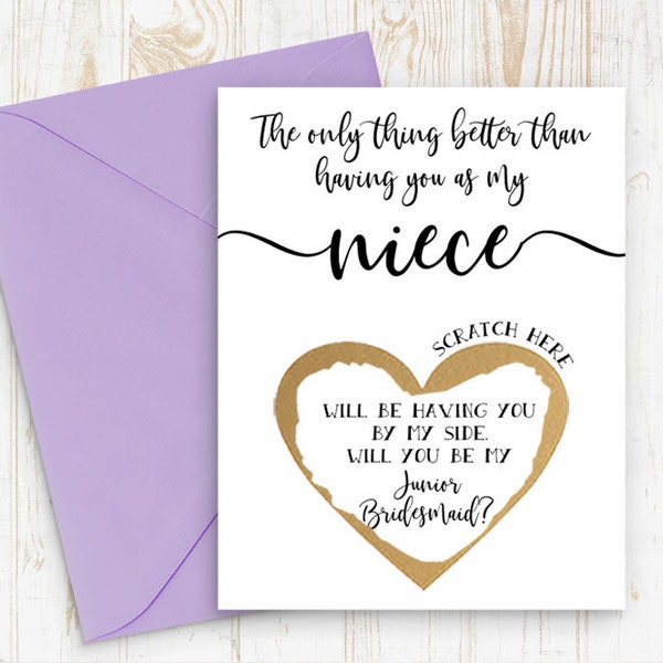 Junior Bridesmaid Proposal for Niece - Scratch off junior bridesmaid card - Only thing better than having you - will you be my jr bridesmaid