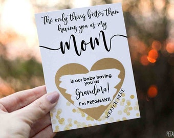 Scratch Off Card Pregnancy Reveal to Mom - Pregnancy Announcement - New Grandma - grandma to be - only thing better than having you as mom