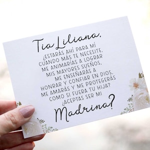 SPANISH Godmother Madrina Proposal Card - Madrina Card - Aceptas ser mi Madrina? Personalized Card with Metallic Envelope