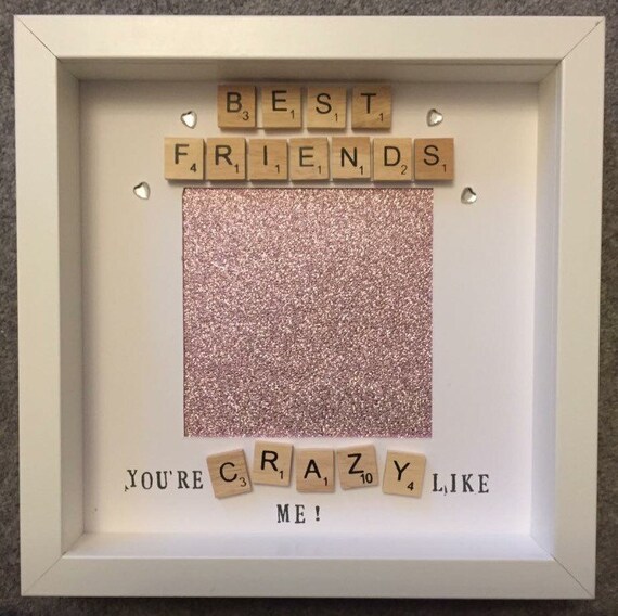 Items similar to Best friend scrabble photo frame we're crazy just