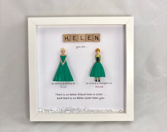 Frozen style Frame- Frozen gift present- special present for someone special- Elsa- Anna- best friends- gift for special sister