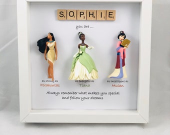 Disney Princess style figures Frame-  snow white- wife- Jasmine- sister- daughter-friend- flower girl gift. Princess gift- Valentine's Day