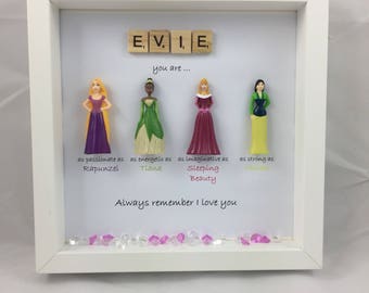 Disney Princess style Frame-  sister- daughter-friend- flower girl gift. Princess gift- Disney fan- animal best friend