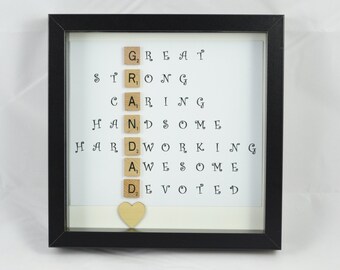 Special Scrabble Grandad Frame- Caring Words- Perfect present for grandad - unique gift - Birthday present- Christmas Present