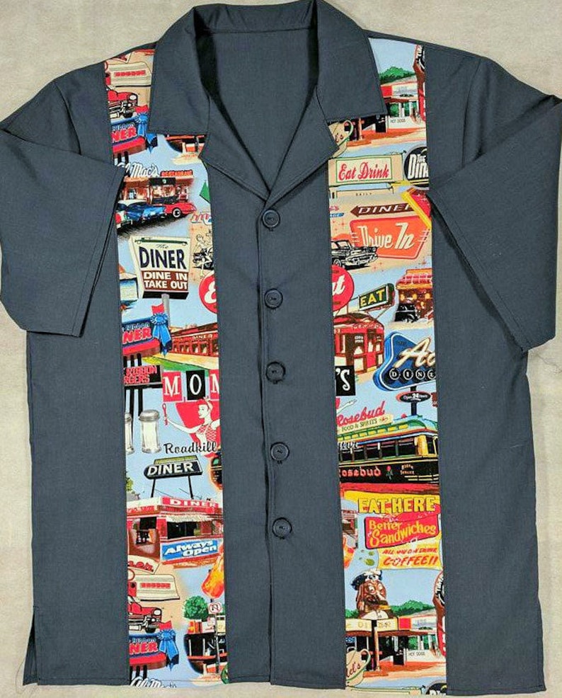 Retro Diner Bowling Shirt Old School Size Medium Drive In Ready to Ship SALE