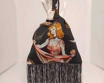 Zombie Pinup Knot Bag with Fringe, 3 original styles to choose from