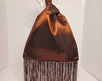 Bronze Evening Knot Bag with long fringe