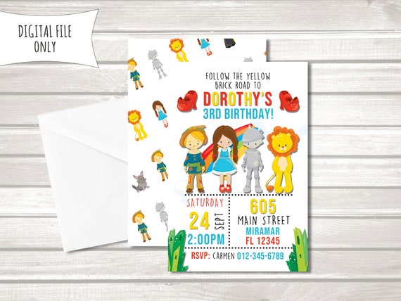 Wizard Of Oz Invitation Wizard Of Oz Birthday Invitation Etsy