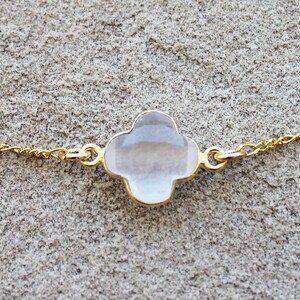 Delicate Natural Stone Faceted Lucky Clover Labradorite Semi Precious Stone Pendant 14K Yellow Gold or Sterling Silver image 7