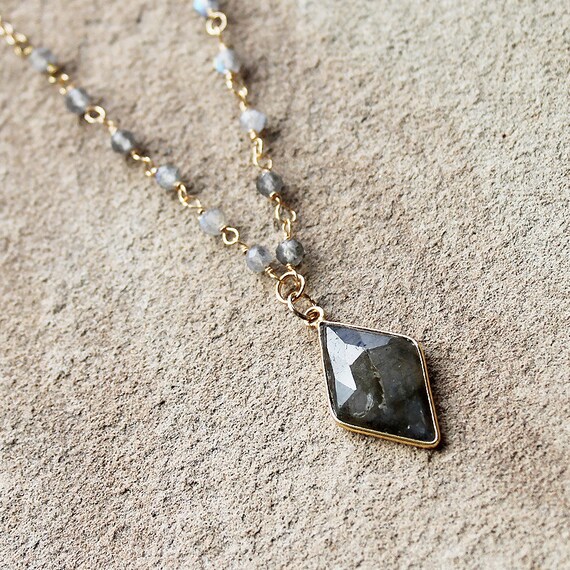 Delicate Natural Labradorite Semi Precious Stone Layering Necklace