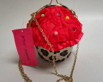 Betsey Johnson Sequined Lightning Medium Tote Red