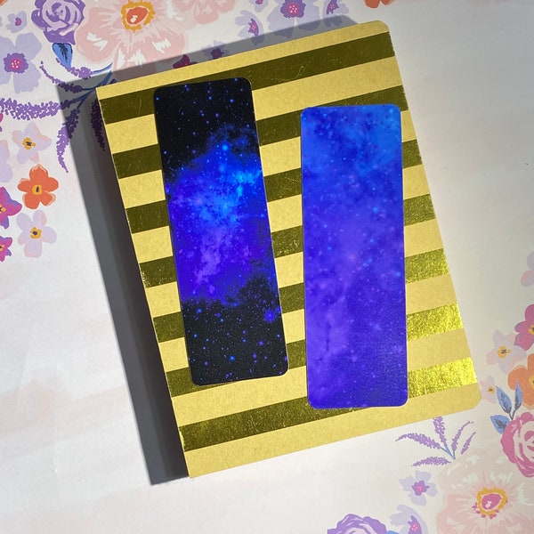 Galaxy Bookmark | Double-sided | Laminated | Bookworm | Reading | Stationery Gift | Book Gift | Galaxy | Celestial | Purple and Blue Galaxy
