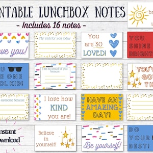 Lunchbox Notes for Kids, Printable Lunch Box Notes, Positive Notes, Motivational Notes for Kids Tweens, Motivational, Instant Download