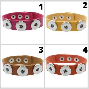 18mm/20mm 3-Snap PU Leather Snap Jewelry Bracelet - Item# 4140-4146-4144-4145