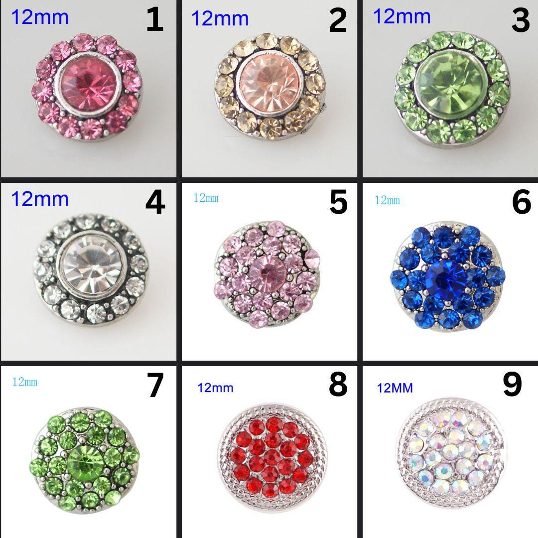 12mm Rhinestone Snaps for Snap Jewelry - Item# 1521-1522-1523-1524-7227 ...