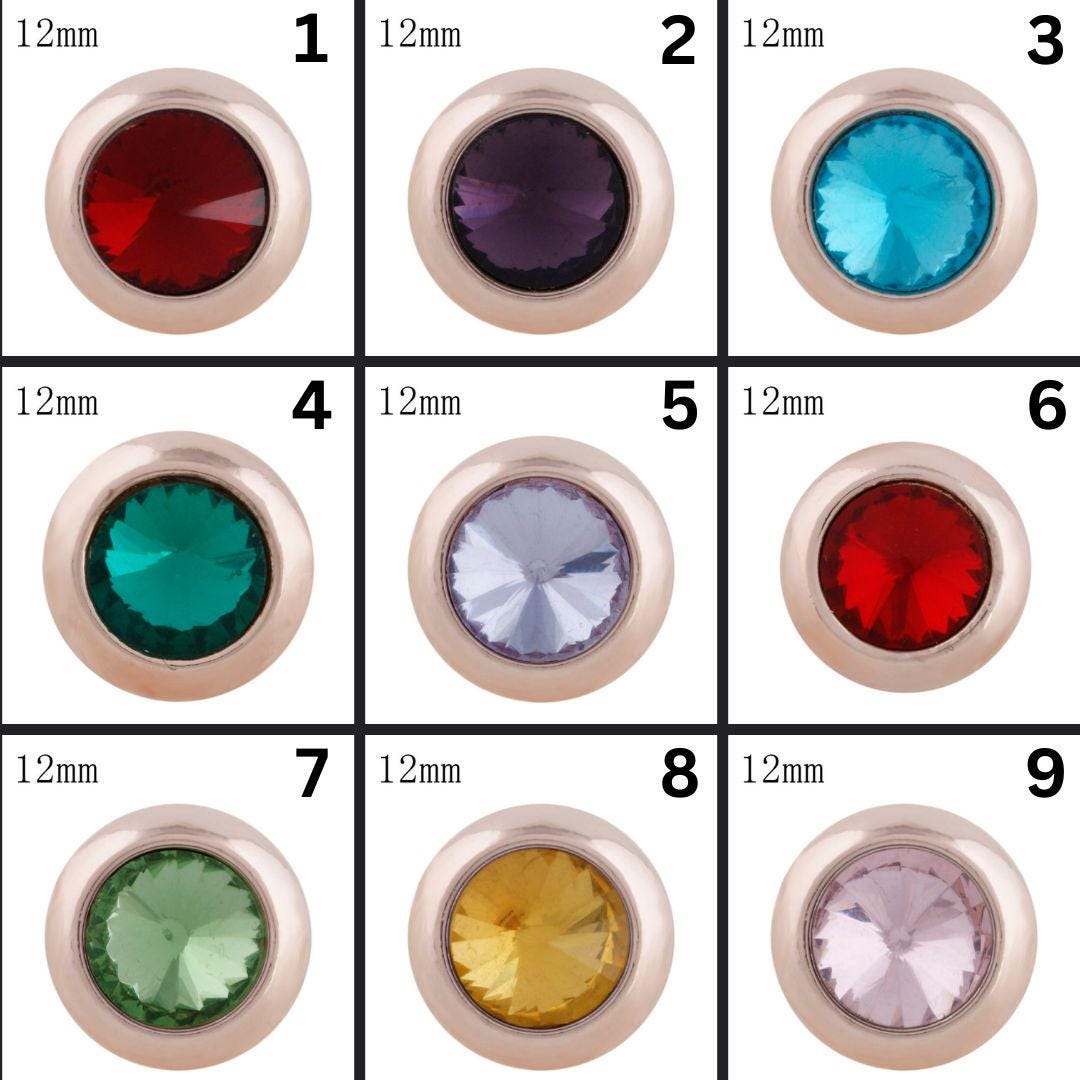 12mm Rhinestones on Gold Snaps for Snap Jewelry - Item# 9677-9678-9679 ...