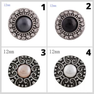 12mm Pearl w/Clear Rhinestone Border Snap for Snap Jewelry - Item# 8018-8019-8020-8021