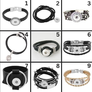 18mm/20mm Leather Bracelets for Snap Jewelry - Item# 0881-8539-0997-0733-0801-0280-0501-0521-0532