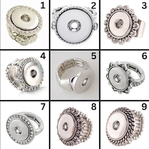 18mm/20mm Elastic or Adjustable Band Snap Jewelry Rings - Item# 0528-8011-0917-8650-3300-1055-1054-0553-0552