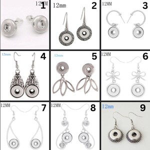 12mm Earrings for Snap Jewelry - Item# 0306-1155-1256-0991-0997-1261-1255-1254-0274