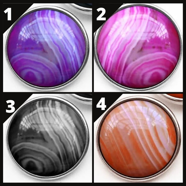 Item# 0060-0061-0062-0063--- 18mm/20mm Agate Stone Snaps for Snap Jewelry (FREE Shipping Coupon Code in Description)