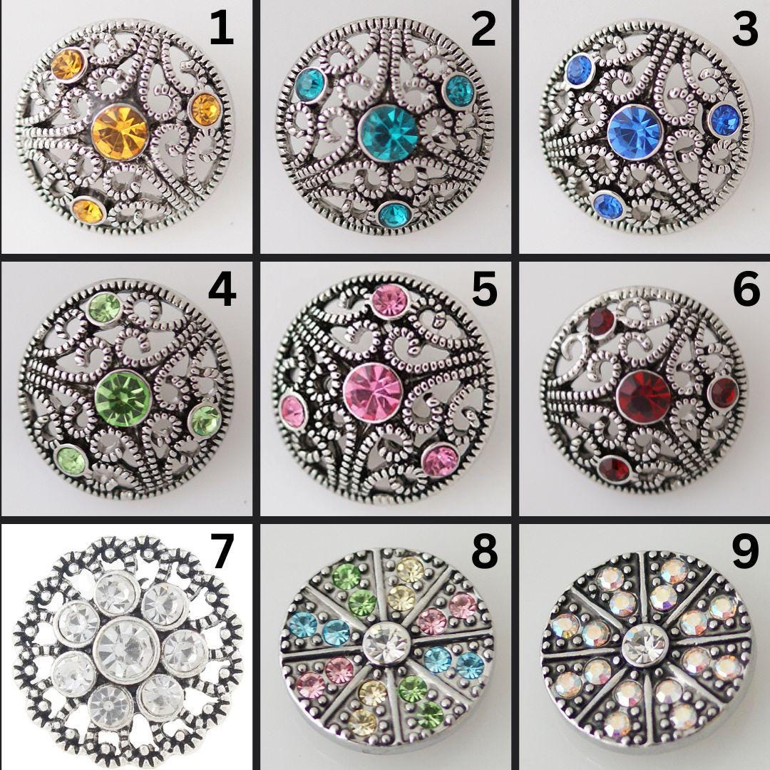 18mm Rhinestone Snaps for Snap Jewelry - Item# 5269-5270-5271-5272-5273 ...
