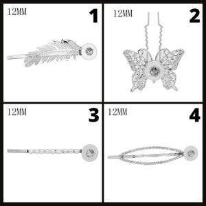 12mm Hair Accessories for Snap Jewelry - Item# 0373-0375-0377-0378