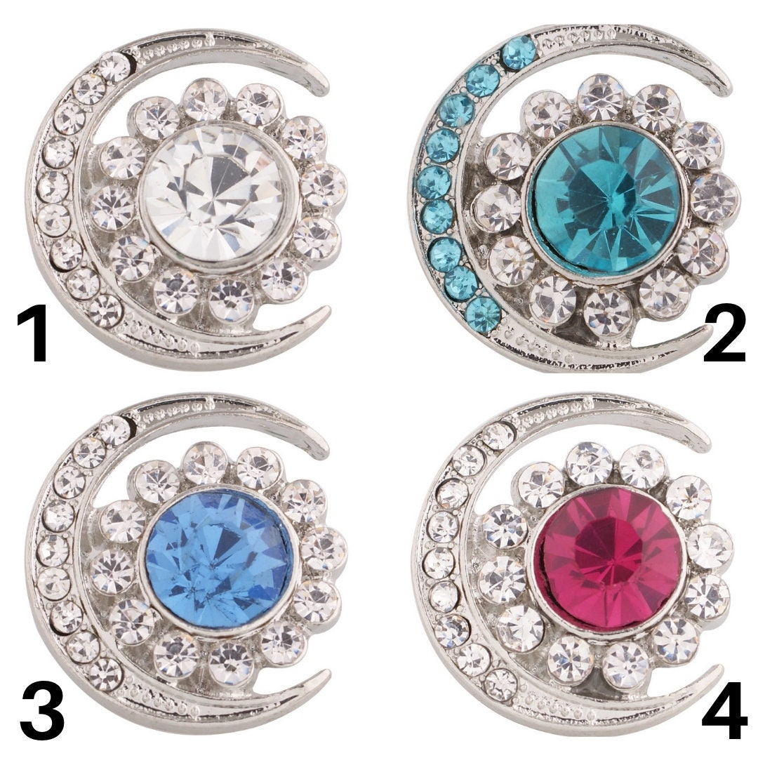 18mm/20mm Rhinestones Moon and Flower Snap for Snap Jewelry - Item#6356 ...