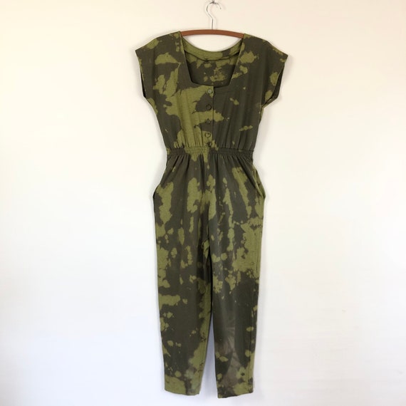 vintage army green tie dye jumpsuit | coverall ro… - image 2