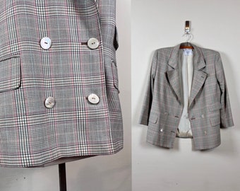 vintage 60s 70s valentino plaid blazer | double breasted jacket | sport coat wool suiting