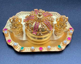 Sandal Box i71-343 Wooden Hand Painted Kumkum Powder Box Vermilion Box Painted Wooden Handmade Long Sindoor Box Beautiful Decorative