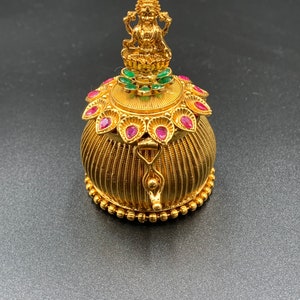 Kumkum Box/ Puja Item/ Ring Box/ Antique Box/ Lakshmi Devi Kumkum Box/ Sindhoor Box/ Jewelry Box/ Gifted Item image 1