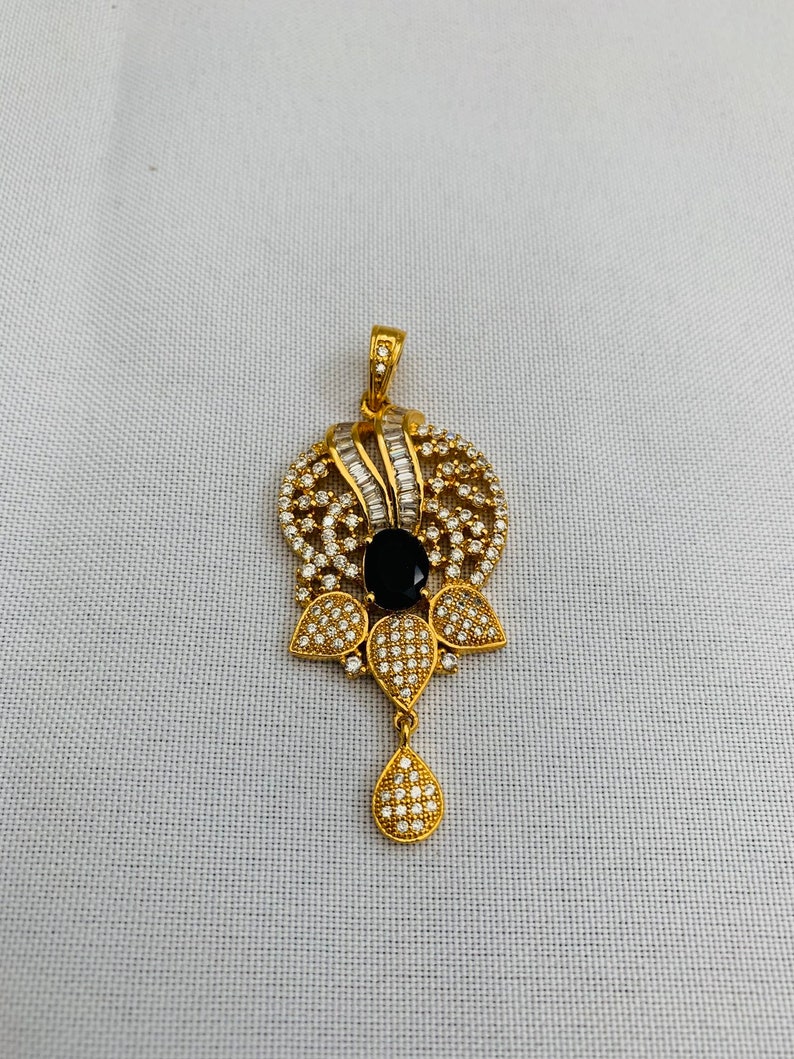 Sapphire Stones pendant Set Party Wear Pendant Set CZ Stones Pendant Set Pendant Set Gifting Jewelry