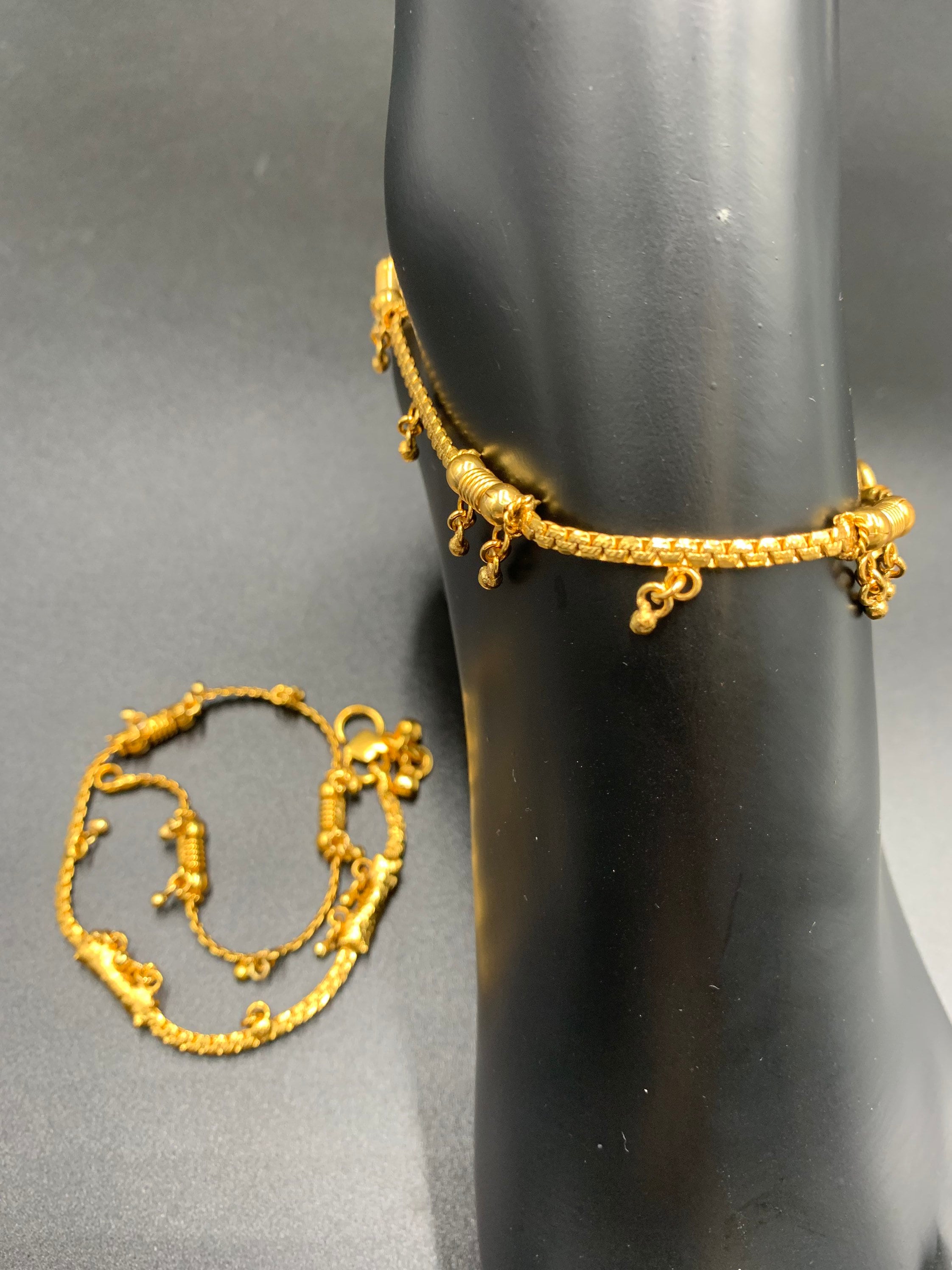Plain Gold With Simple Design Anklets Etsy Australia