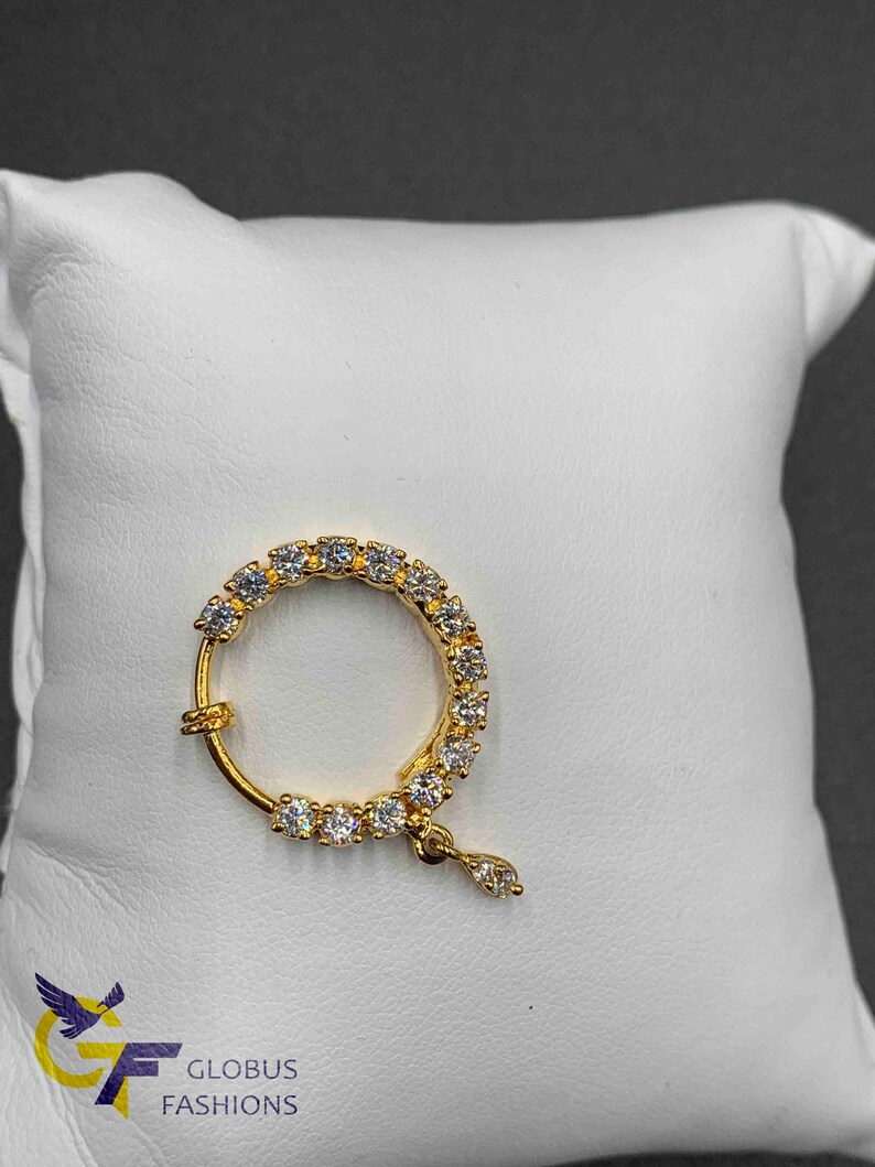 Mukku Pudaka Nose Clip Pressing Pin Mukuthi Nuth Cz Stones Pressing Nose Ring
