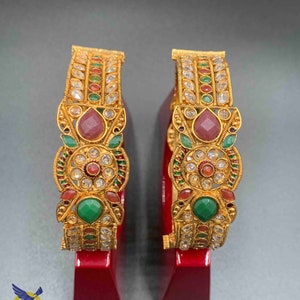 Kundan Stones Bangles/ Bollywood Bangles/ Kada Bangles/ Screw Type Bangles/ Party Wear Bangles/ Wedding Bangles/ Traditional Bangles image 9