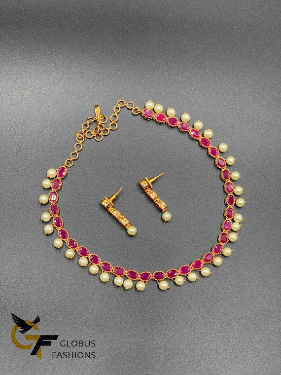 Gold stone necklace on sale set designs