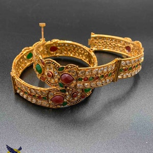 Kundan Stones Bangles/ Bollywood Bangles/ Kada Bangles/ Screw Type Bangles/ Party Wear Bangles/ Wedding Bangles/ Traditional Bangles image 8