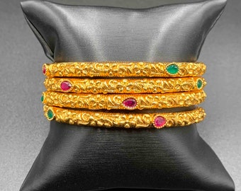 Antique Bangles/ Wedding Bangles/ Traditional Bangles/ Multicolor Stones Bangles