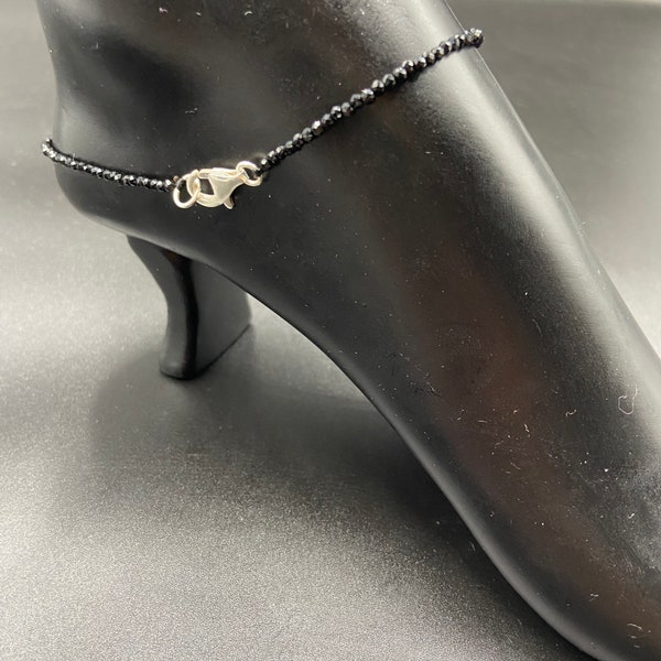 Perles de cristal noir/ Bracelets de cheville de perles noires/ Bracelets de cheville/ Gajjalu/ Golusu/ Perles de cristal